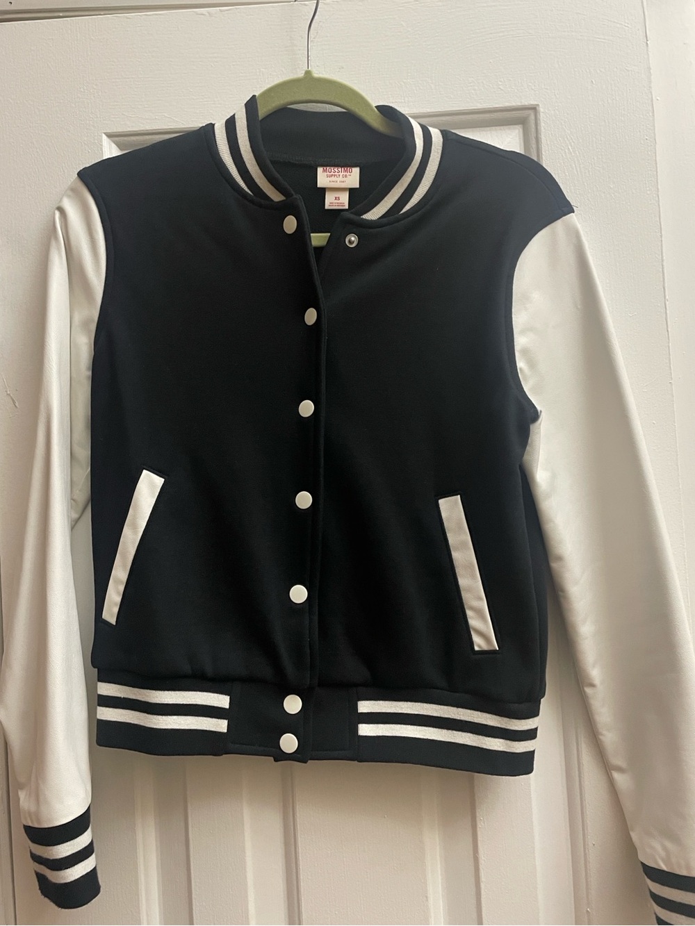 Mossimo Supply Co. Black and White Varsity Bomber Jacket